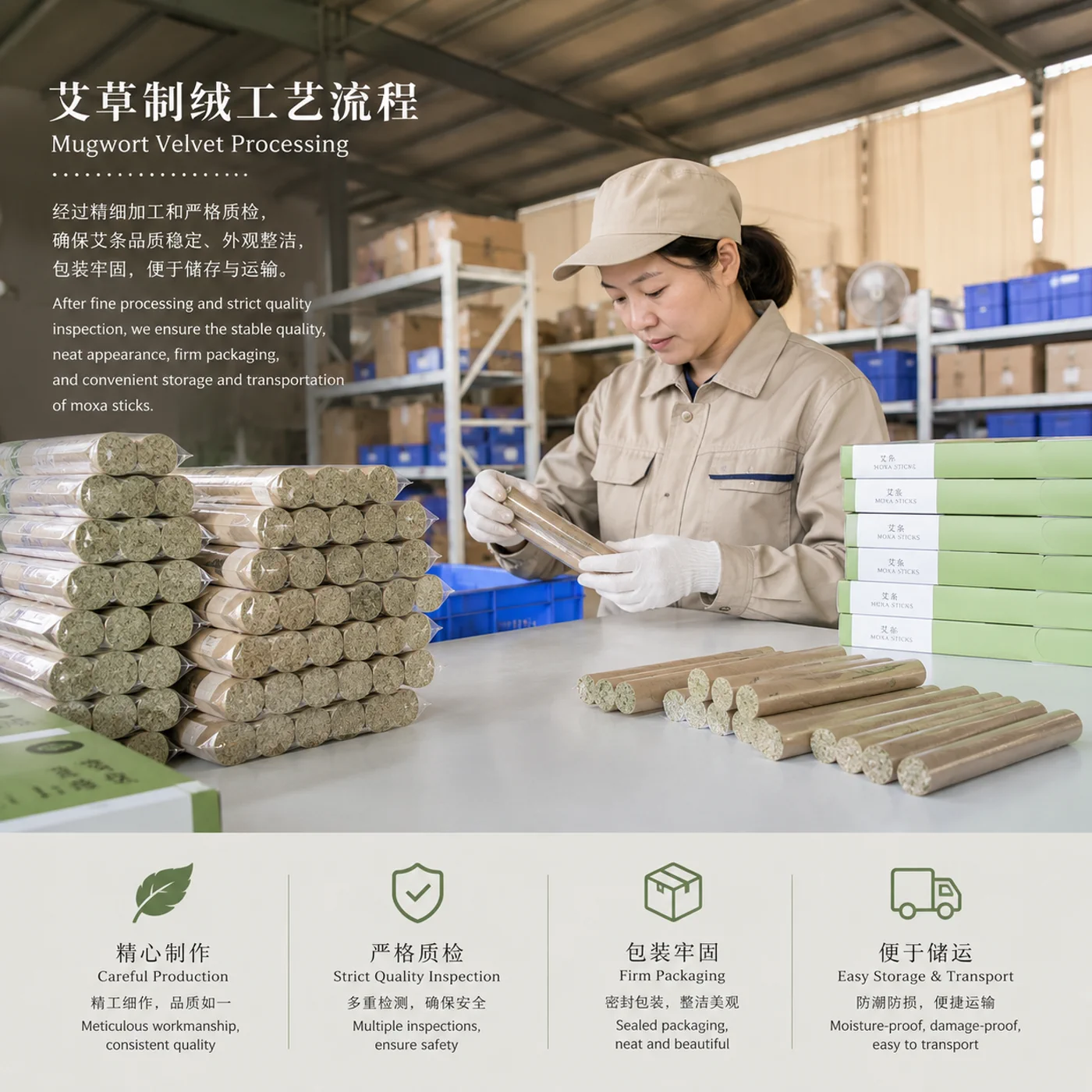 艾草制绒工艺流程展示